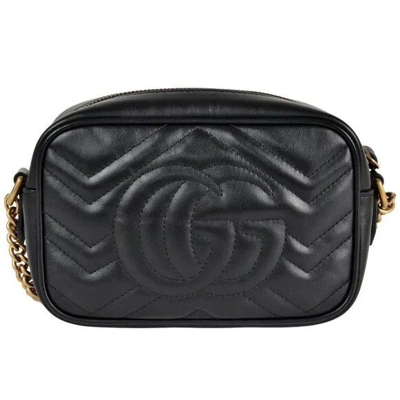 GUCCI Black Leather GG Marmont Shoulder Bag - Picture 3 of 7